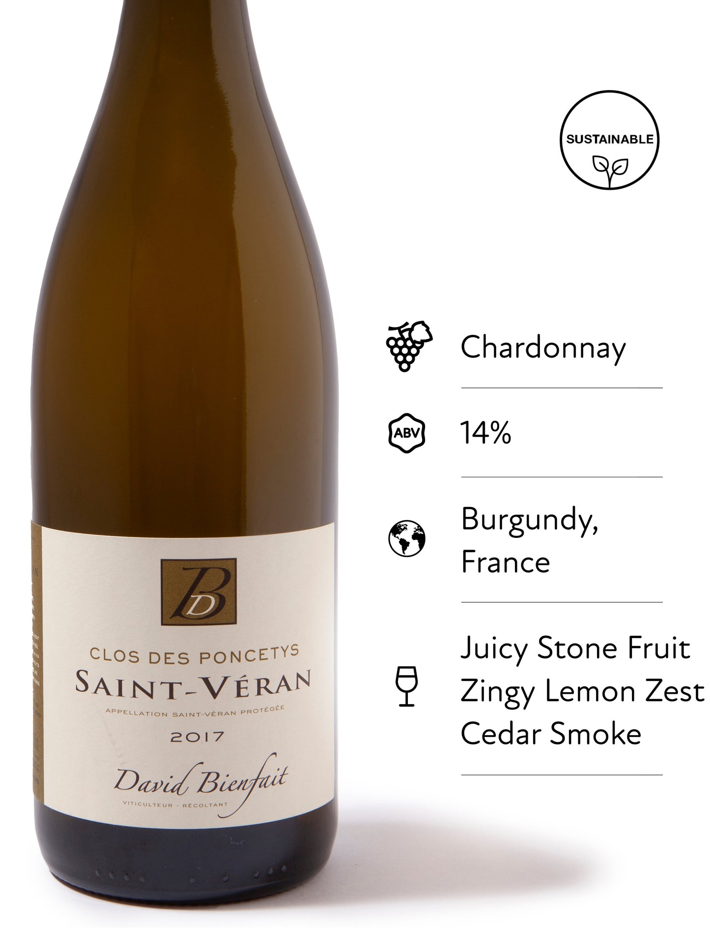 David Bienfait, Saint-Véran Clos des Poncetys, 2017, Mâconnais, Burgundy, France